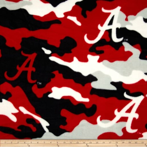 Licensed NCAA University of Alabama Camo Fleece AL-820 Fabric by the Yard