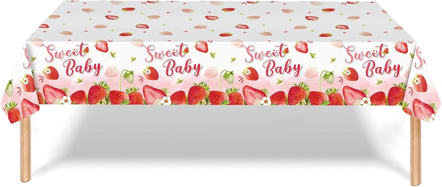3Pcs Strawberry Party Tablecloth