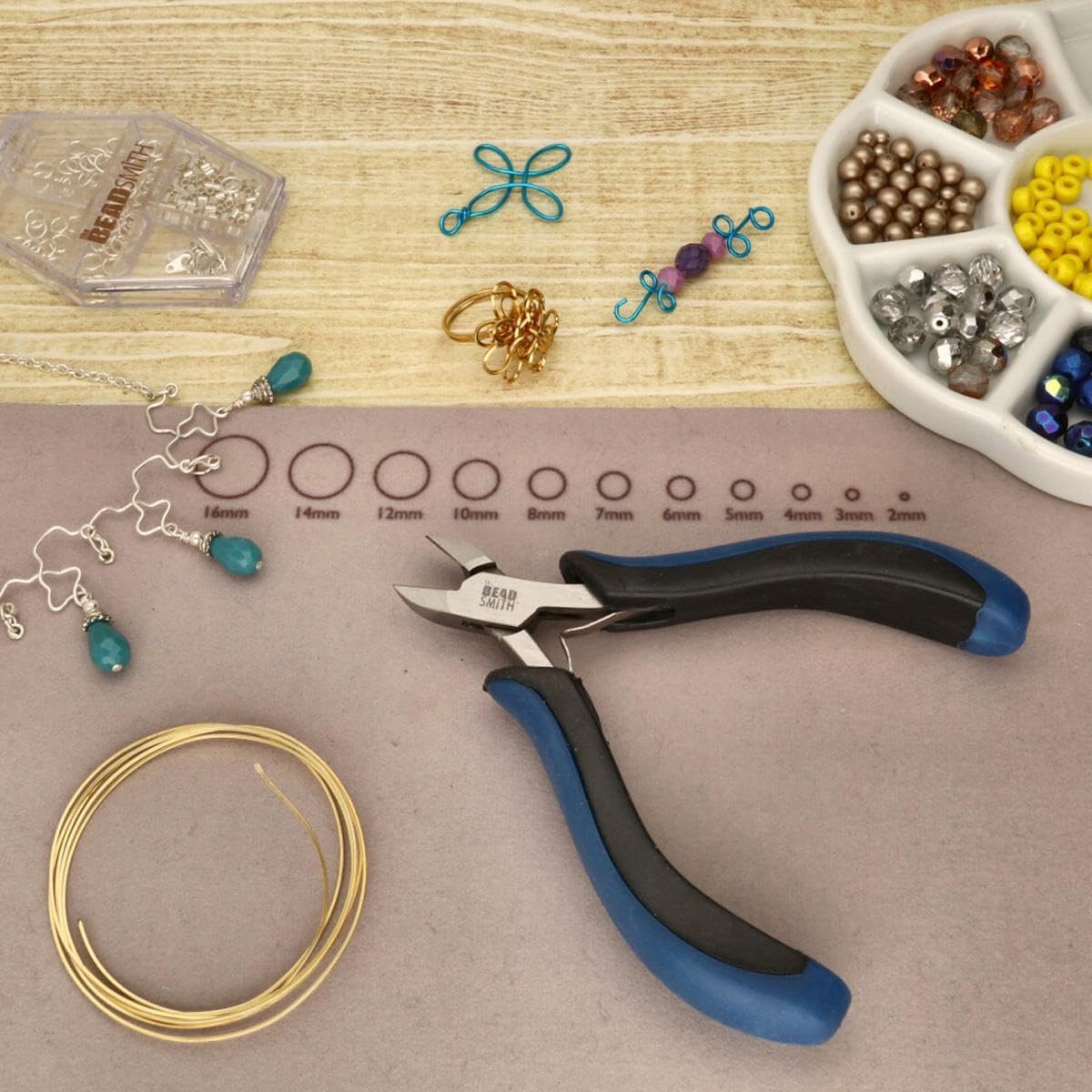 The Beadsmith Ergonomic Pliers, Chain Nose, Round Nose, Flat Nose, Bent Chain Nose & Semi-Flush Side Cutter – Extra-Fine Tips, Comfortable Ergonomic Grip & Double-Leaf Springs