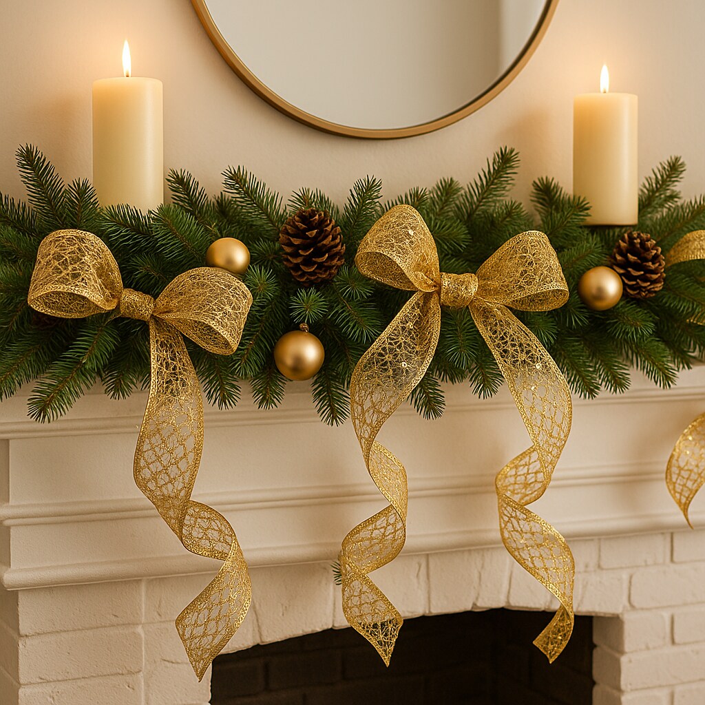 Designer’s Shop WR 63-5115 2.5” x 10 yard Holiday Metallic Gold Sparking Glitter Mesh wired edge ribbons