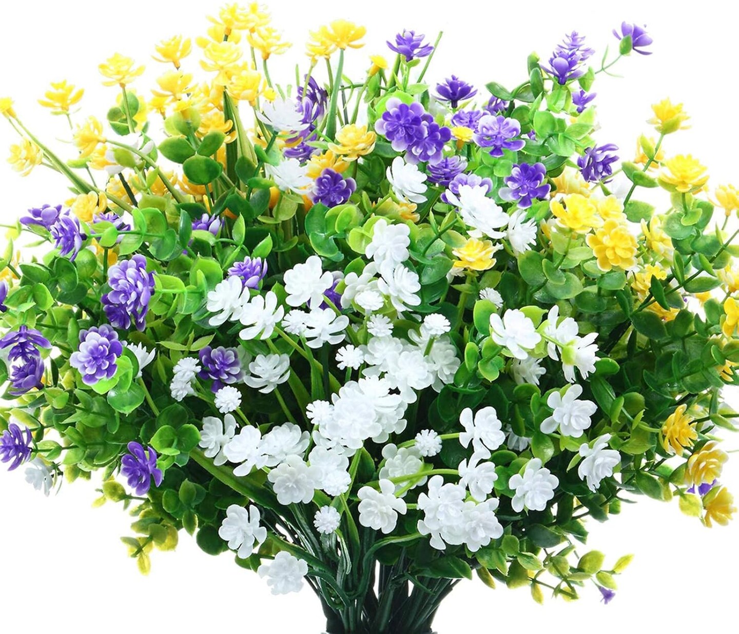 12 Bundles Artificial Flowers Outdoor, UV Resistant Faux Artificial Plants