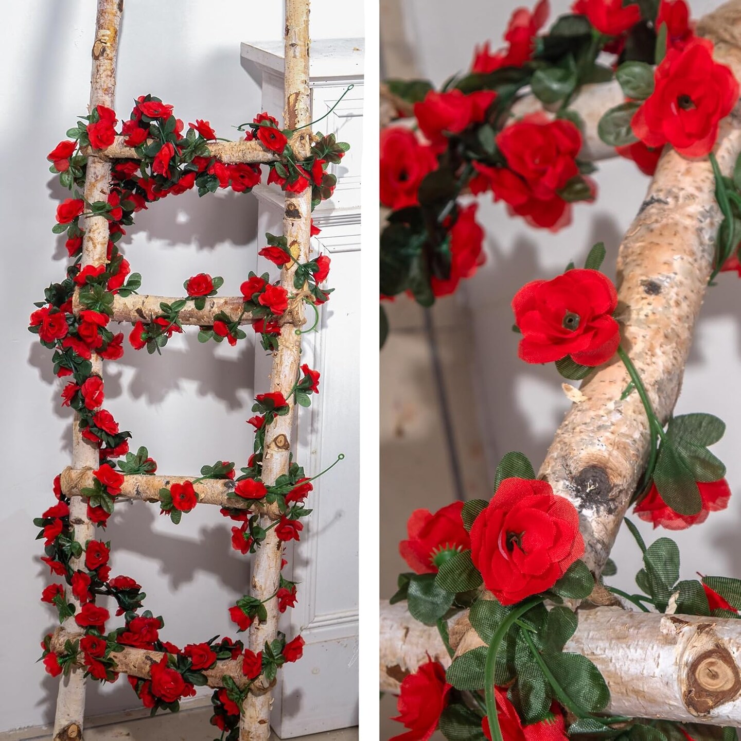 5Pcs 41FT Artificial Red Flower Garland