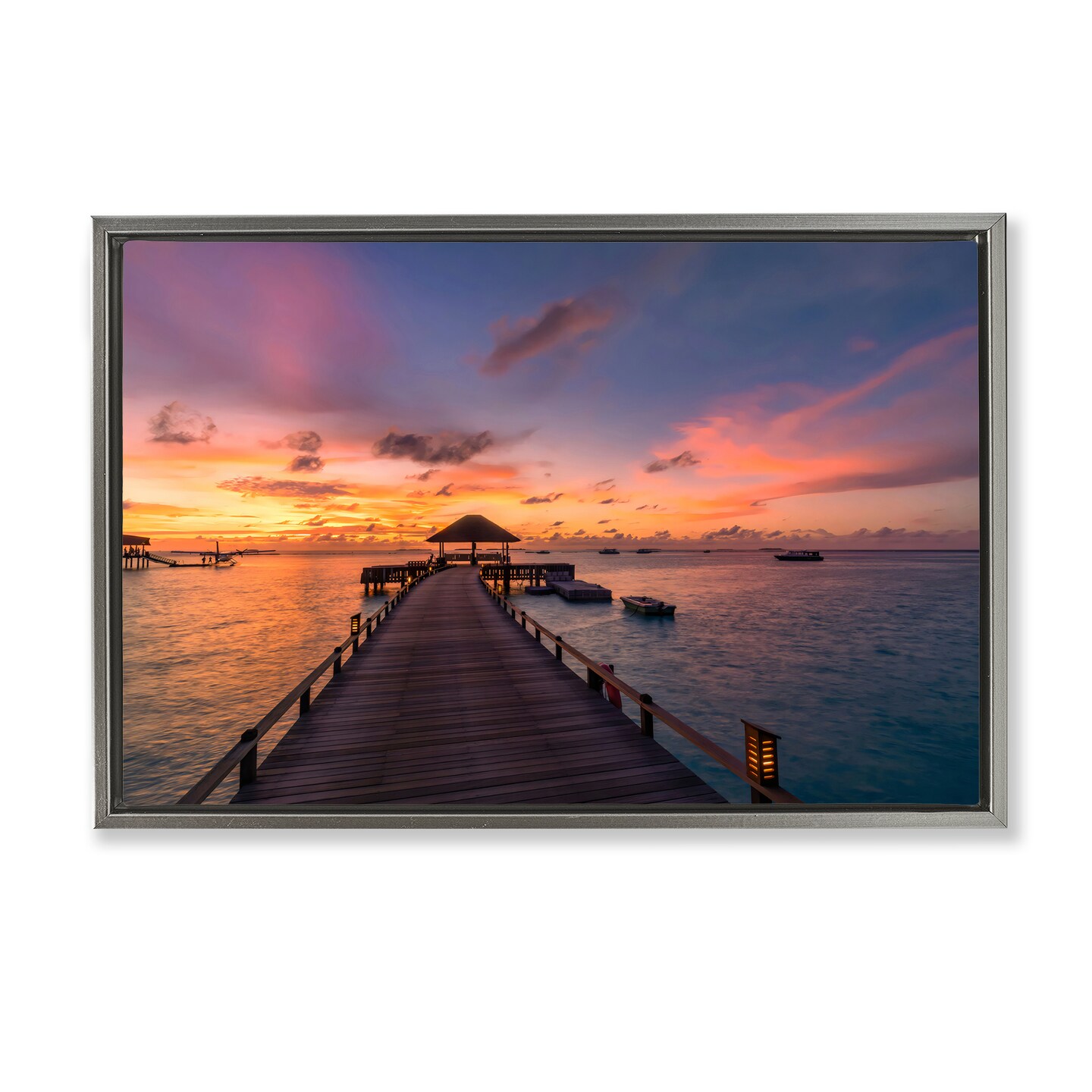 Stupell Industries Amazing Sunset at Pier Floating Frame By LSR ...