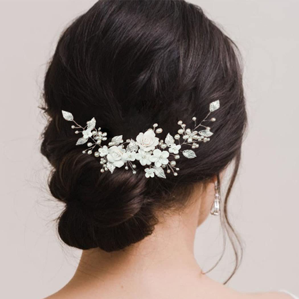 Flower Hair Vine Pearl Headpiece (A Silver)