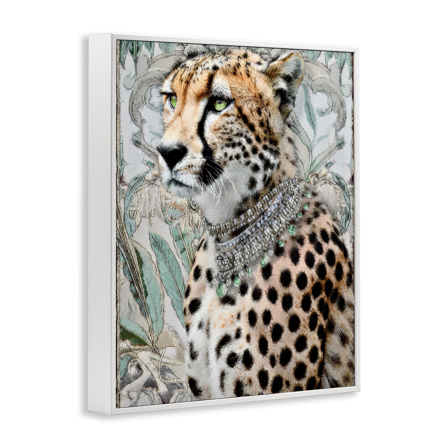 Stupell Industries Nouveau Style Cheetah with Necklace Framed Giclee By Annabelle Hall
