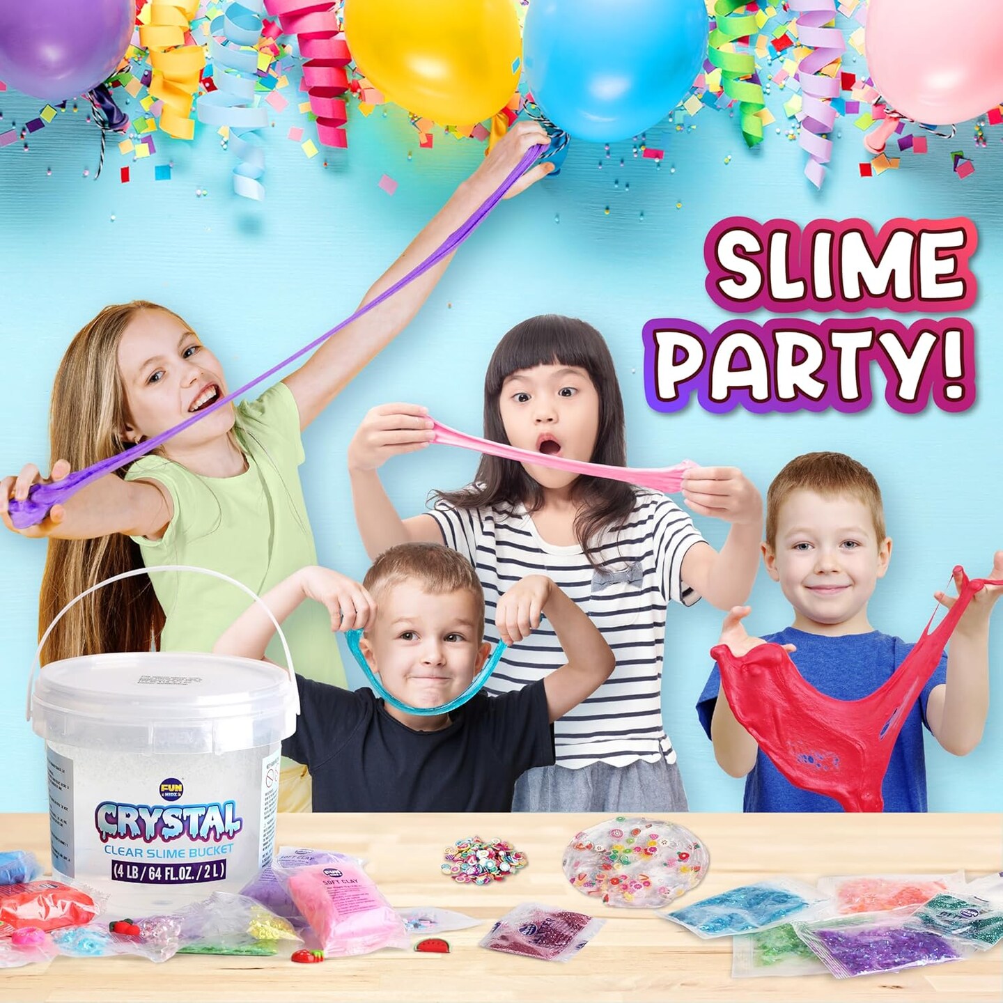 4 LB Premade Big Bucket Crystal Slime Pack with 29 Sets Add-ins