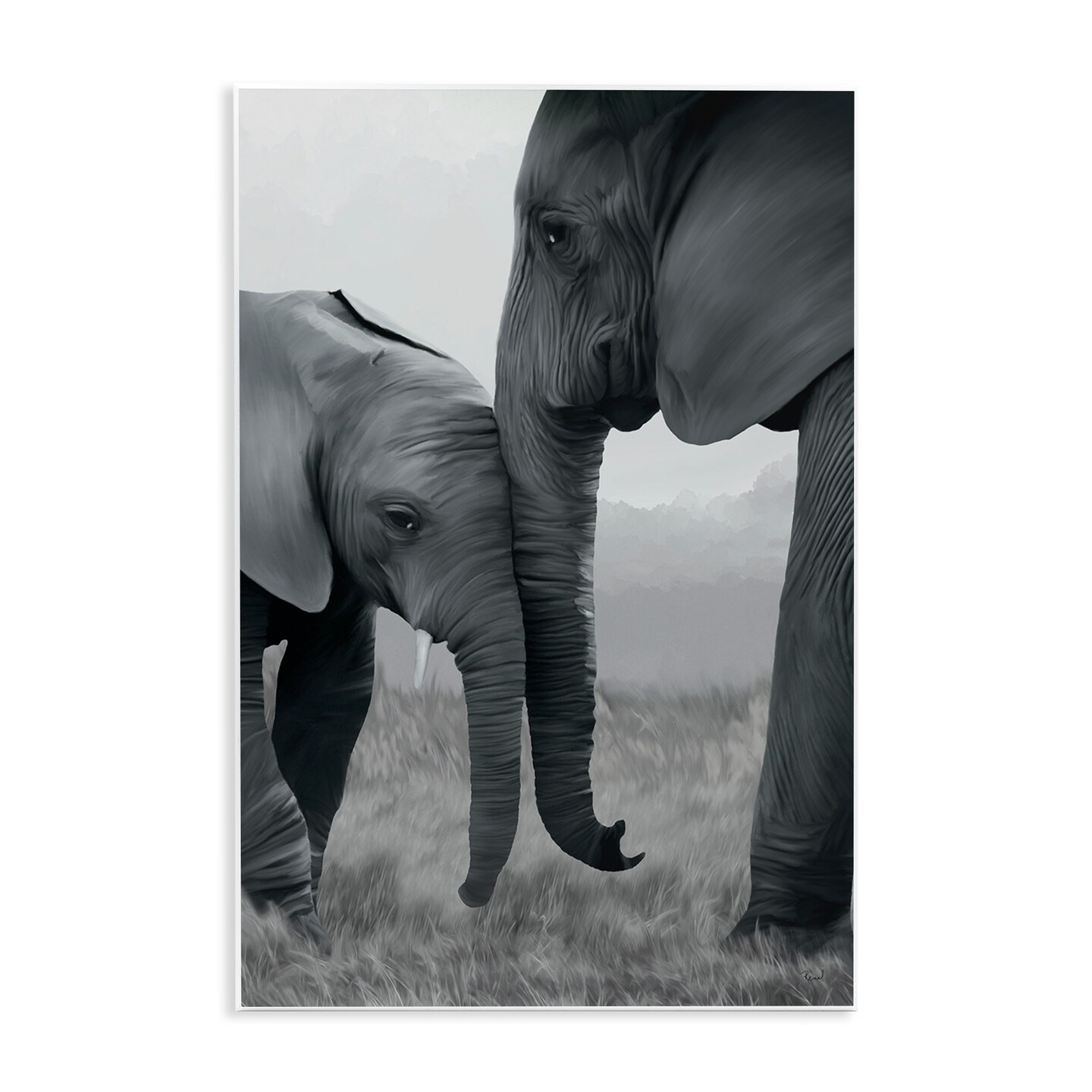 Stupell Industries Mother and Baby Elephant Wall Plaque By Renel Peters