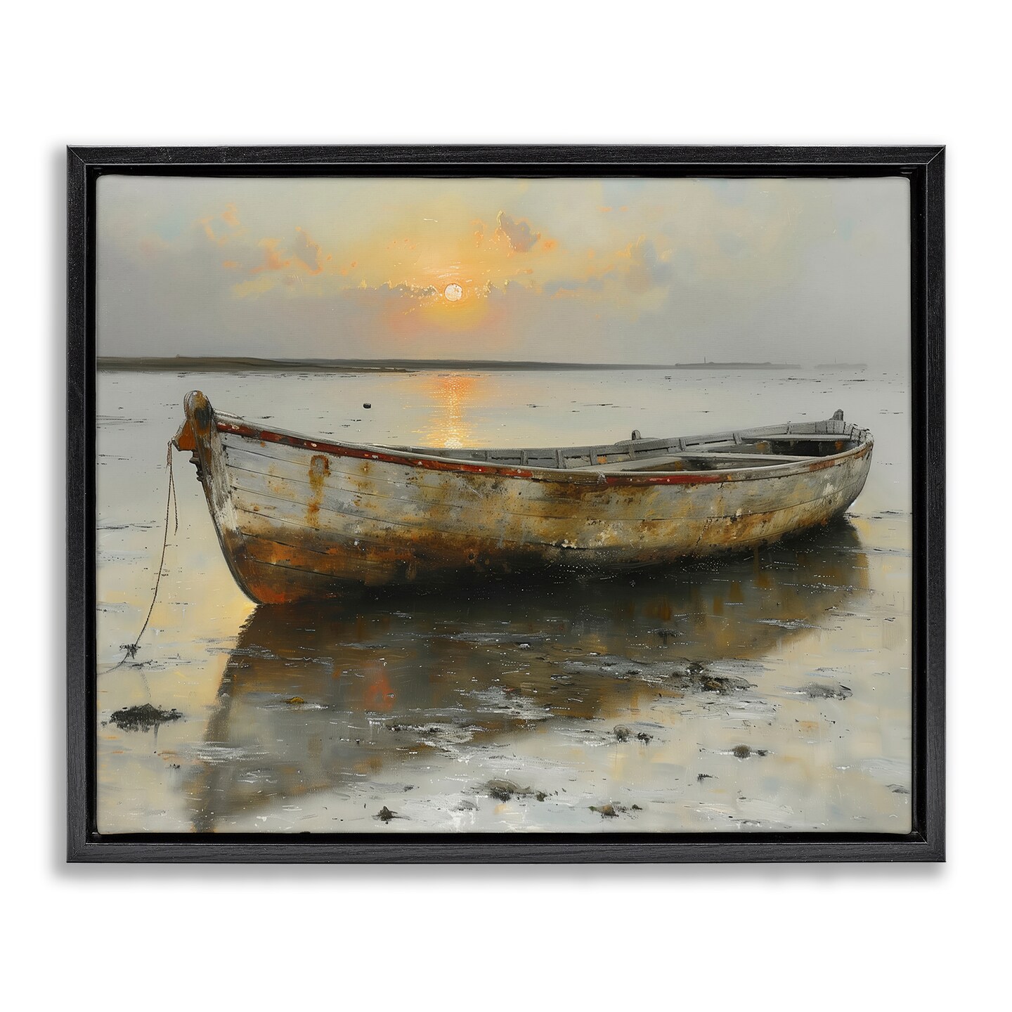 Stupell Industries Beached Boat at Sunset Floating Frame By Arlington ...
