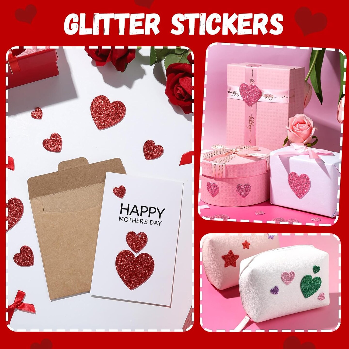 Glitter Foam Stickers Set, Colorful Self Adhesive Sticker