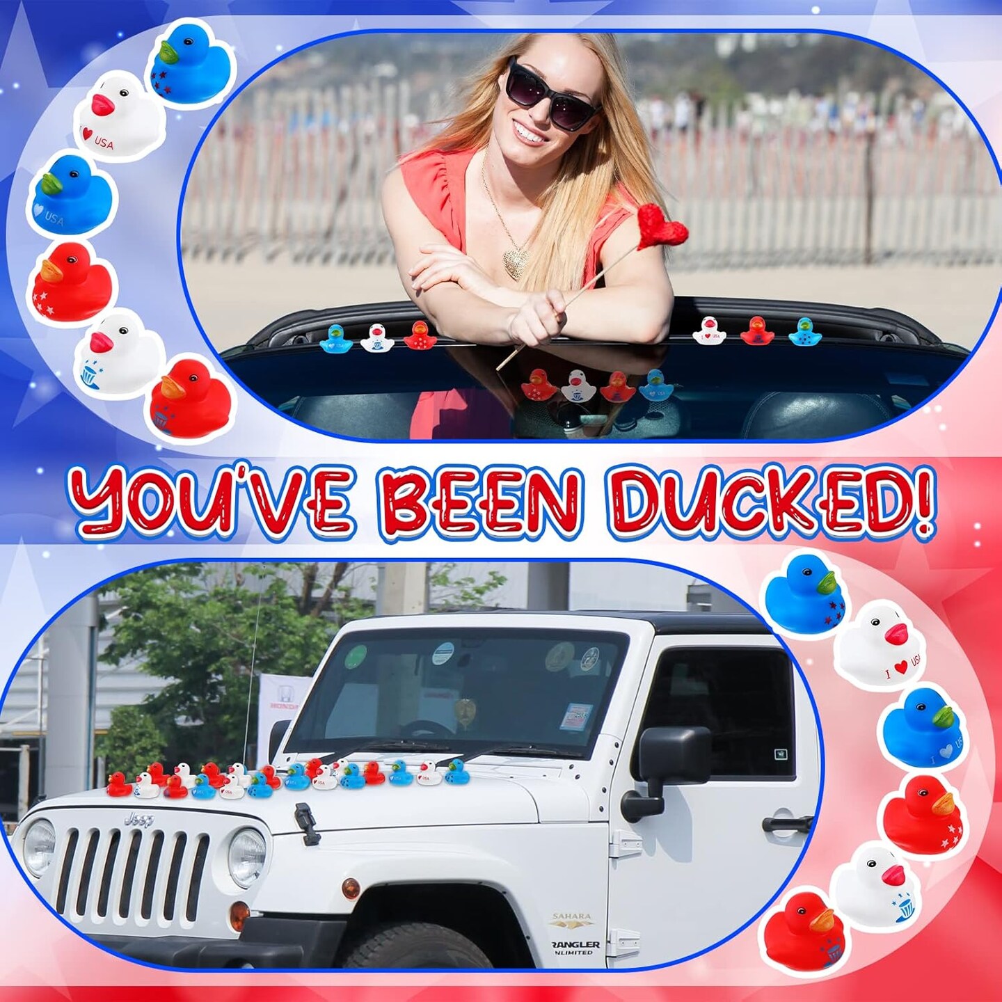 100 Pcs Patriotic Rubber Duck Bulk 1.57 Inch for Party