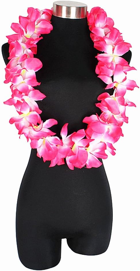 Hawaiian Hula Leis Dance Wreath Garland Artificial Flowers Fabric Neck Loop for Luau Party Costumes (Pink;4pcs)