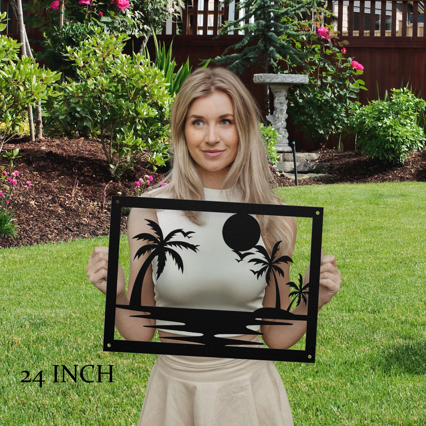 Tropical Wall Art Metal Sign Poolside Hanging Decor Exterior Laser Cut  Metal Wall Art Decorative Beach House Patio Steel Outdoor Decoration |  MakerPlace by Michaels, image size:1080x1080