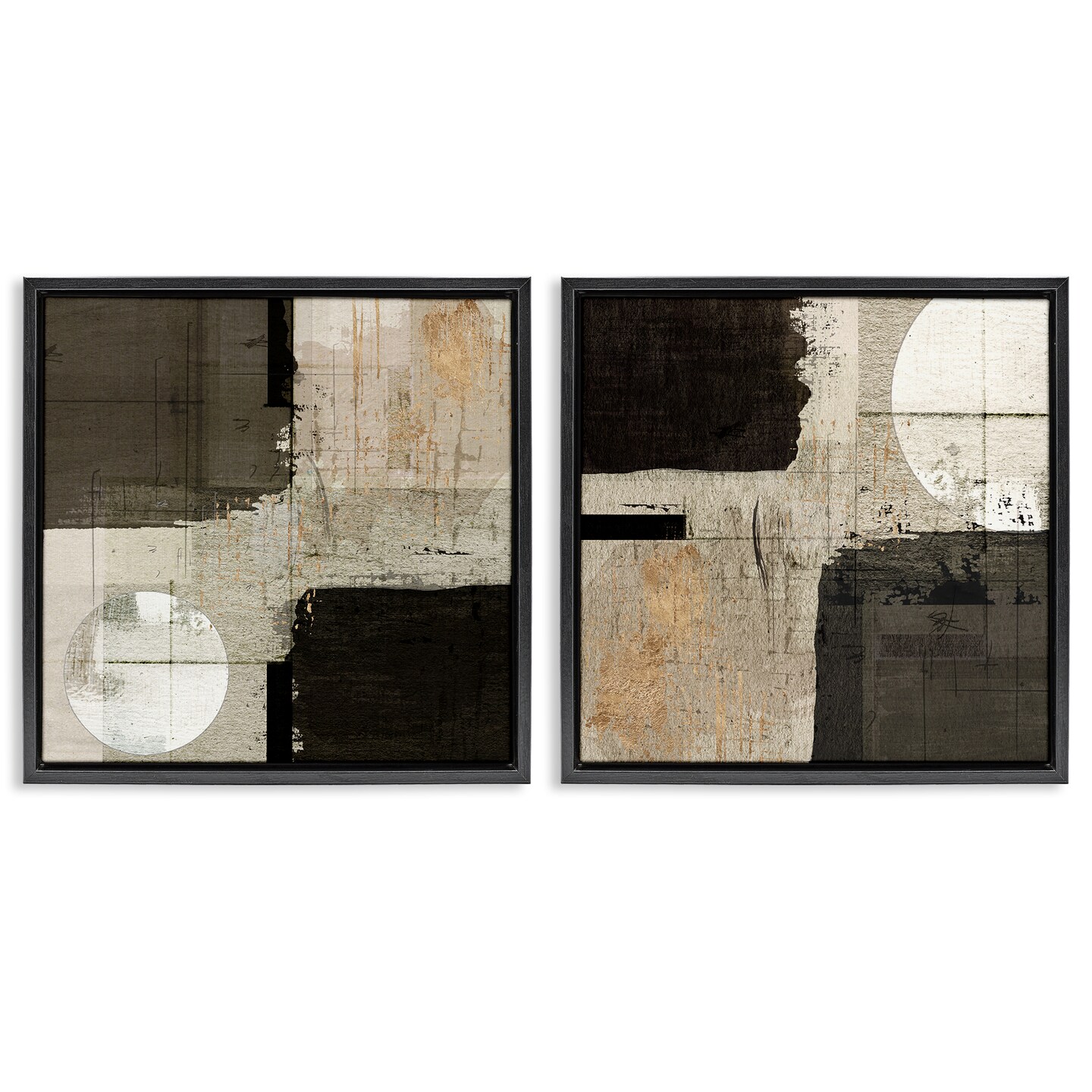Stupell Industries Abstract Shapes in Neutral Tones 2pc Floating Frame ...