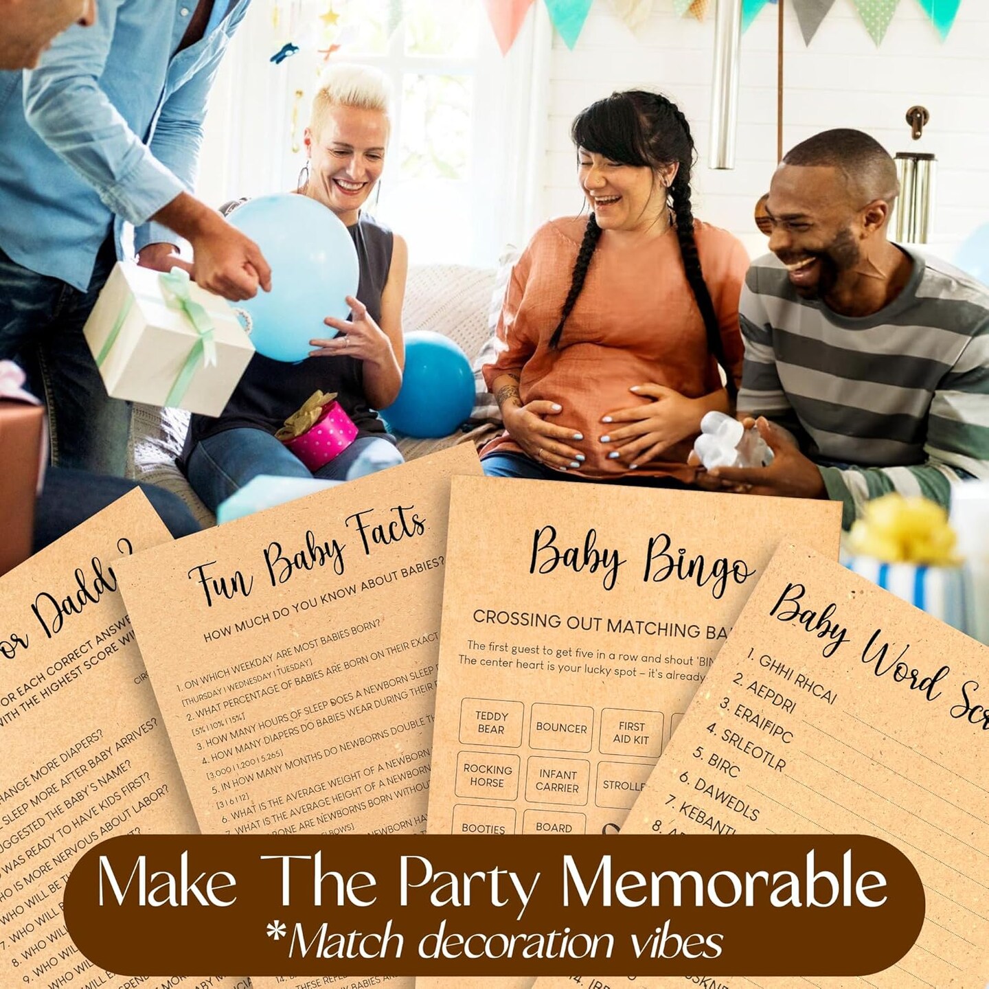 Bingo Baby Shower Games for Girl - Baby Shower Bingo Cards for Guests