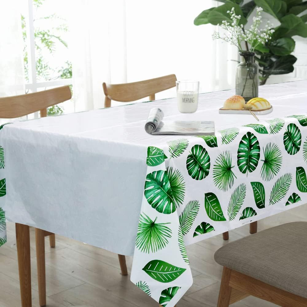 4 Pack Tropical Palm Leaf Tablecloths - 86.6’’x51.2’’ Disposable