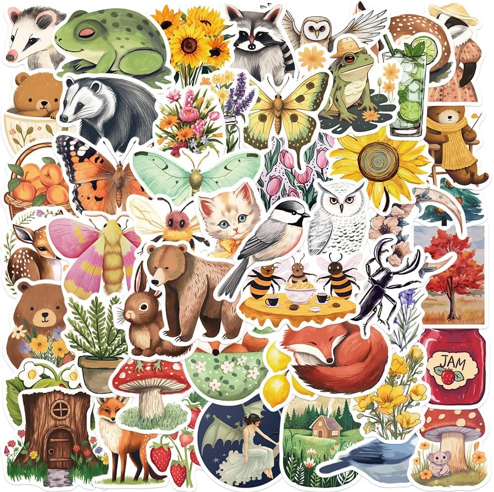 50Pcs Cute Forest Woodland Animal Stickers