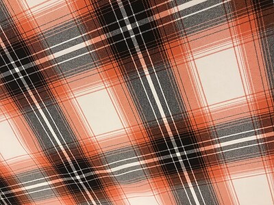 1 Yard Orange Plaid Polyester Poplin 58/59&#x22; Wide Checkered Fabric