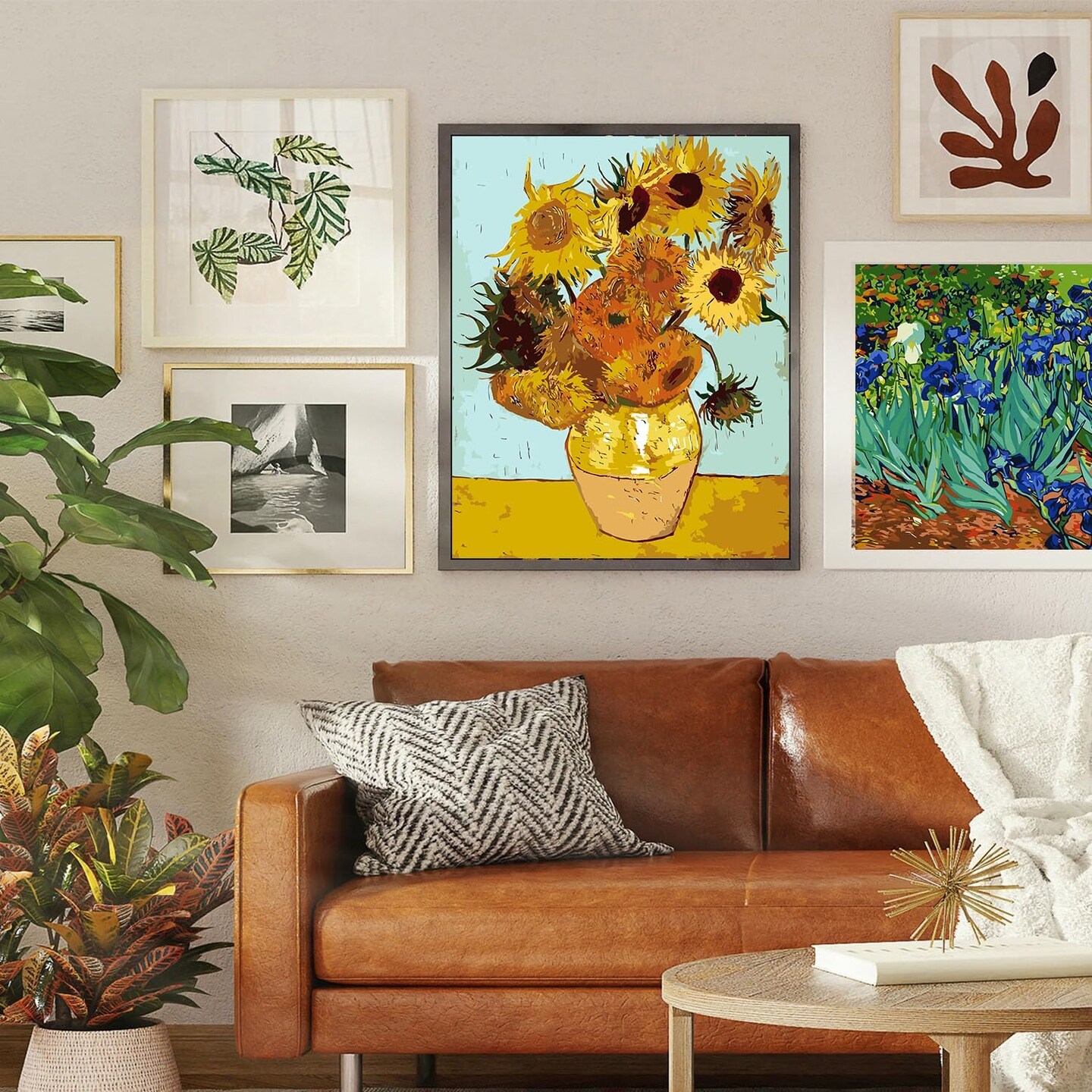 Paint by Numbers for Adults and Beginner, 4 Pack Van Gogh Starry Night, Without Frame DIY Oil Painting Acrylic Paints, Home Wall Decor Gift (16x19inch)