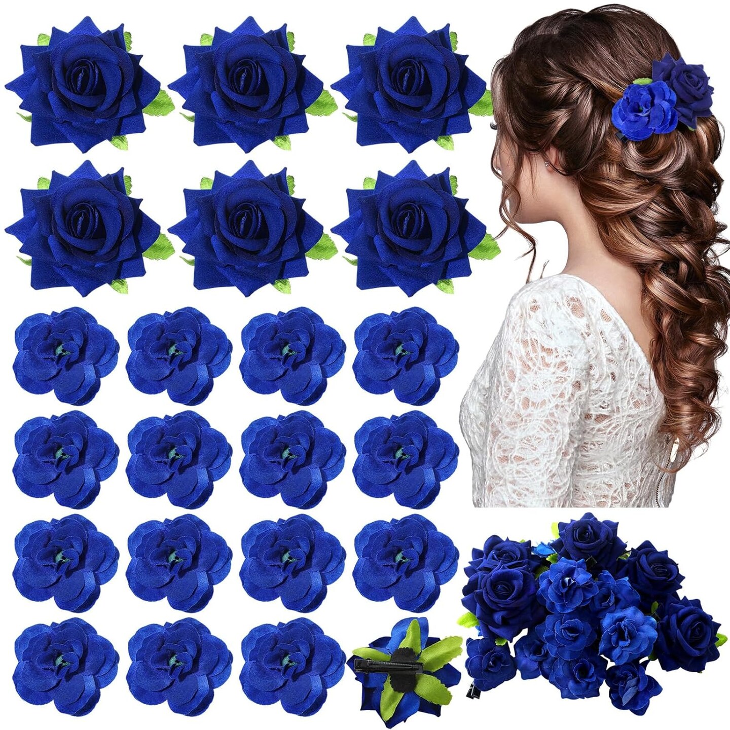 21 Pieces Flower Hair Clip Rose Hair Clips Flower Hair Accessories