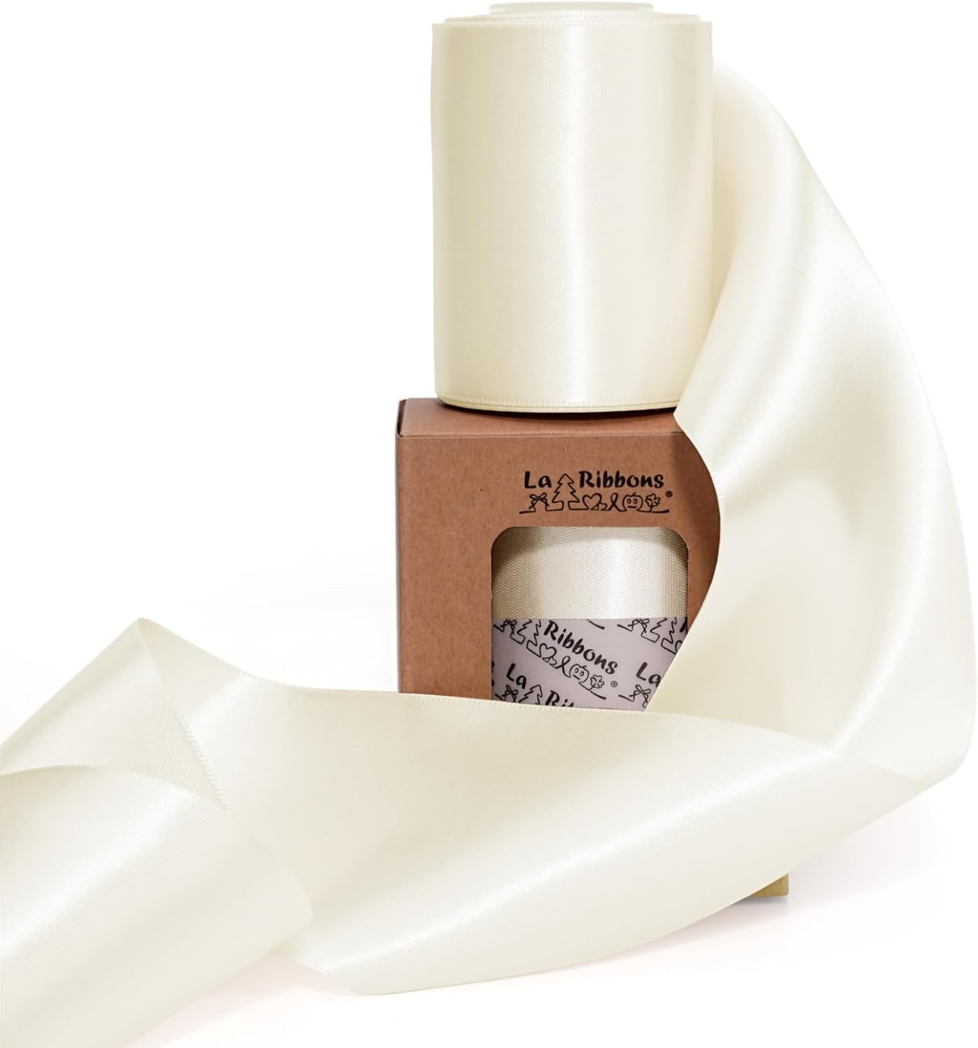 Ivory Satin Ribbon 3 Inch 10 Yards Double Faced Luxury White Cream Silk