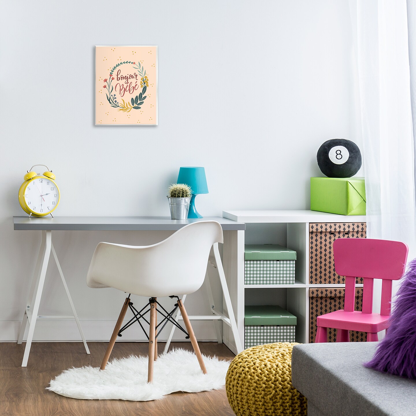 Stupell Industries Bonjour Bebe Floral Wreath Wall Plaque By Caverly Smith