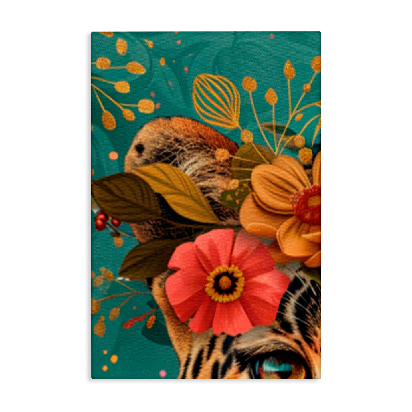 Stupell Industries Flower Crowned Cheetah Canvas By LSR Design Studio