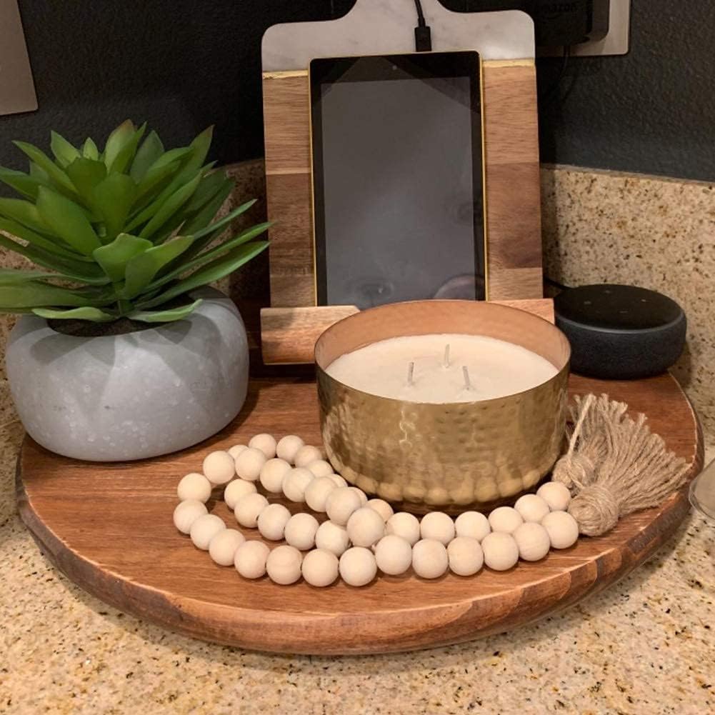 Wood Bead Garland with Jute Tassels, 32” Wooden Beads Garland(2Pcs)