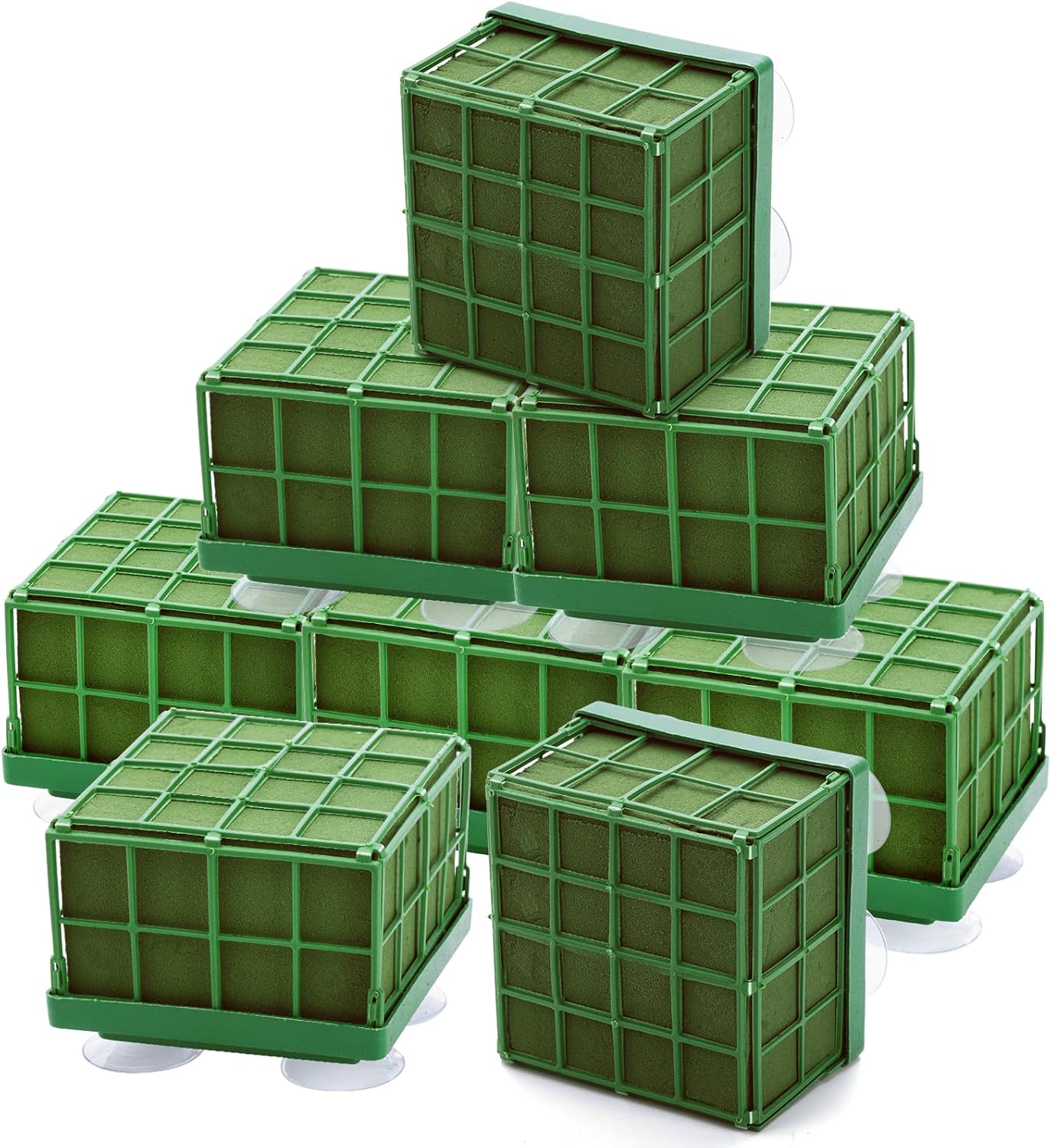 8 Pack Square Floral Foam Cage - Floral Foam Blocks with Suction Cup