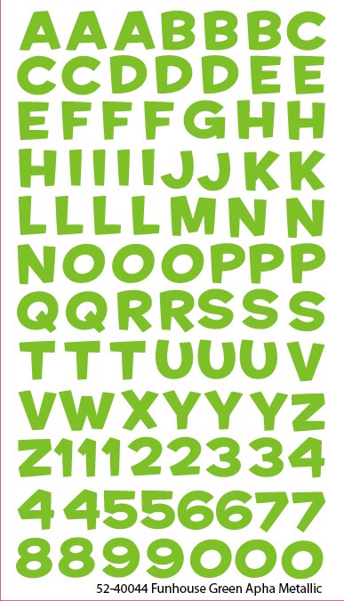Funhouse Green Metallic Alpha Stickers By Sticko