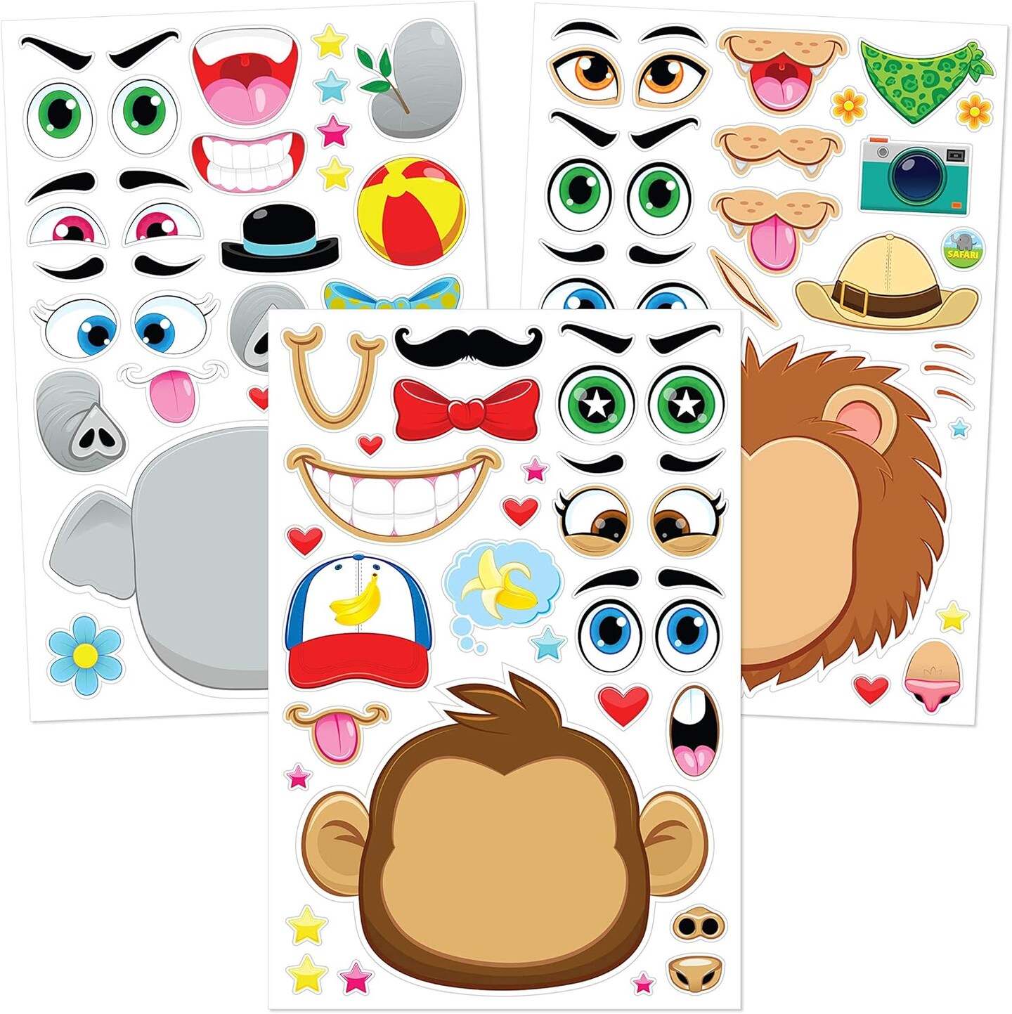 36 PCS 9&#x22;x6&#x22; Make a face Stickers for Kids