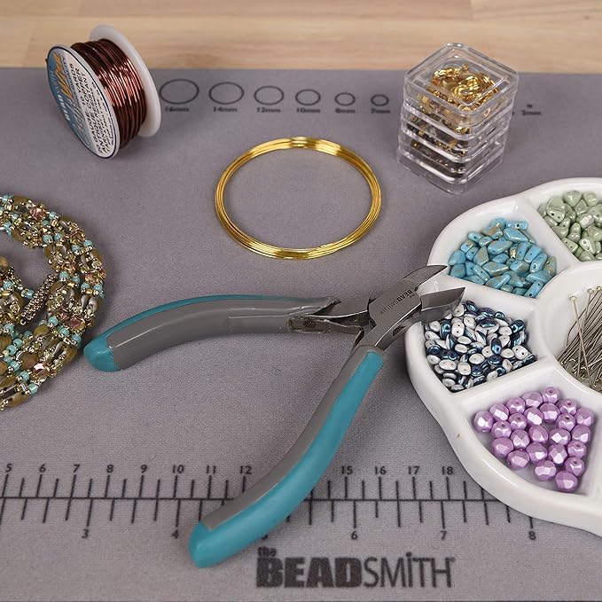 The Beadsmith Simply Modern Half Round/Half Flat Nose Pliers, with polished steel head, comfortable contoured grip handles and double-leaf springs, tool for jewelry making