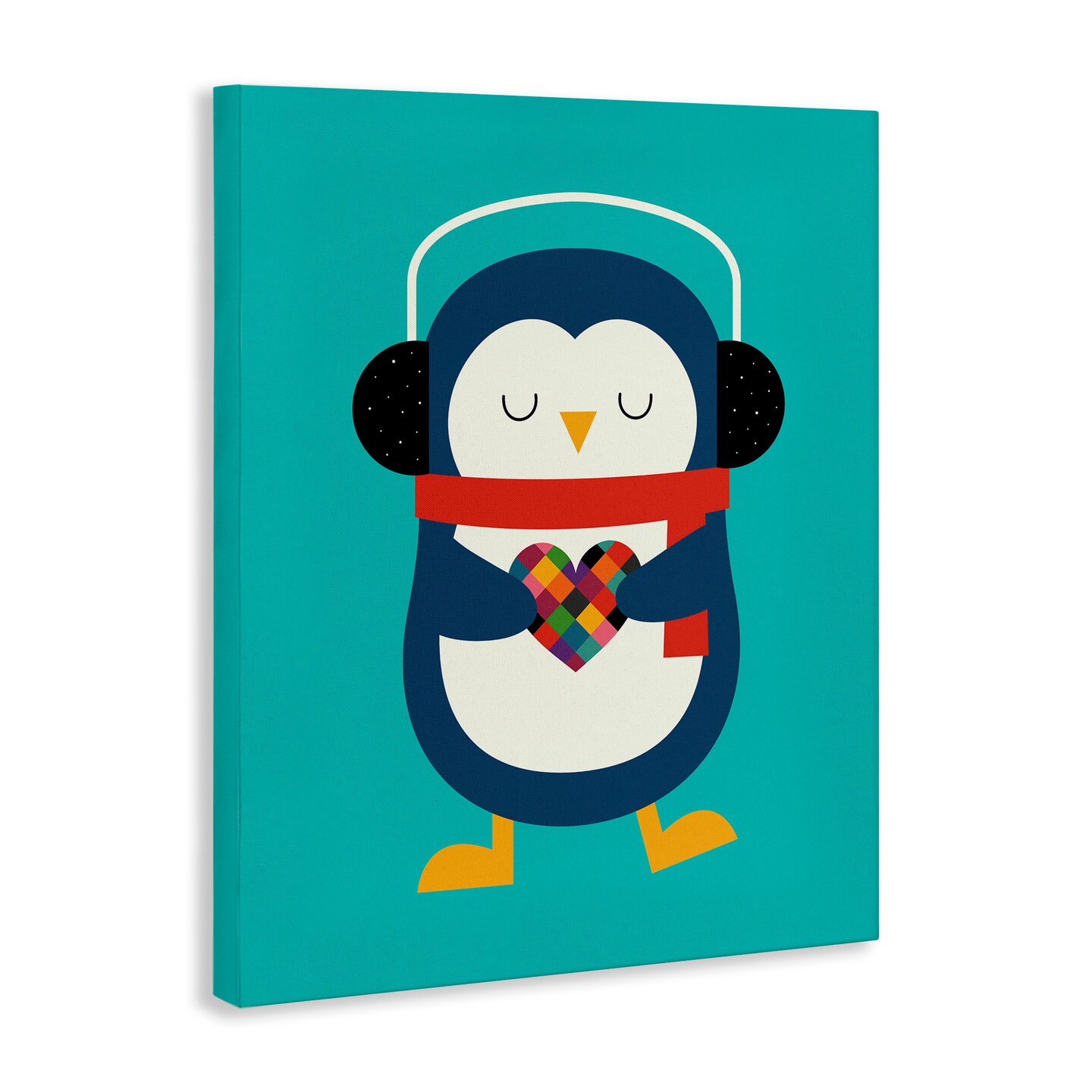 Stupell Industries Penguin with Geometric Heart Canvas By Andy Westface