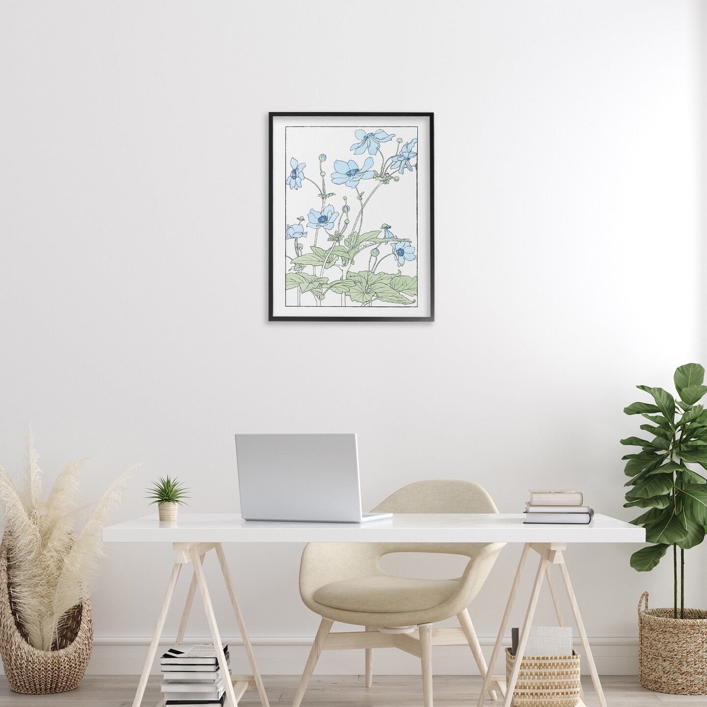 Stupell Industries Detailed Anemone Outline Framed Giclee By CAD Designs