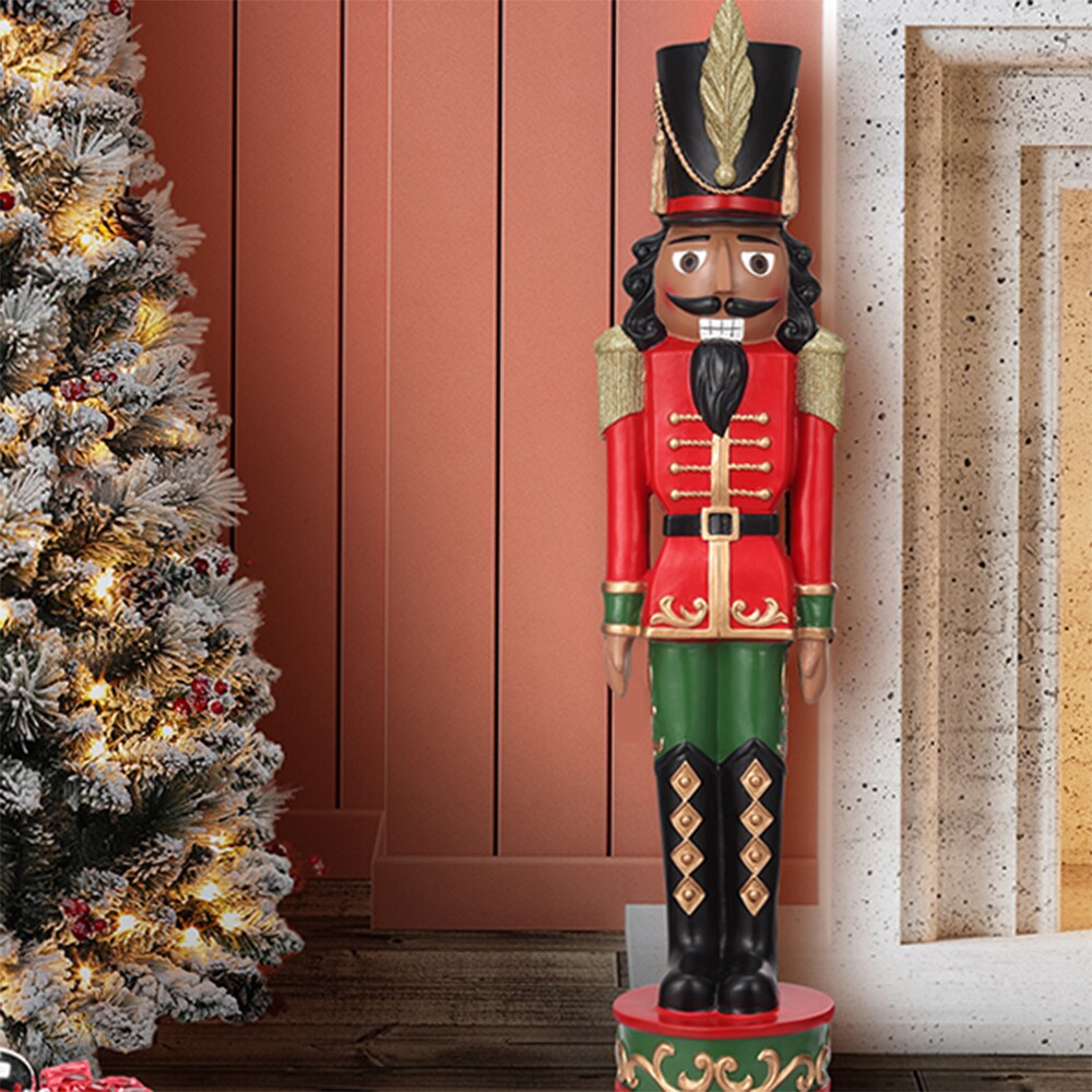 Haute Decor 37-INCH Tall Decorative Christmas Nutcracker - Red/Green with Darker Skin - Solid Resin Construction Large Christmas Nutcracker