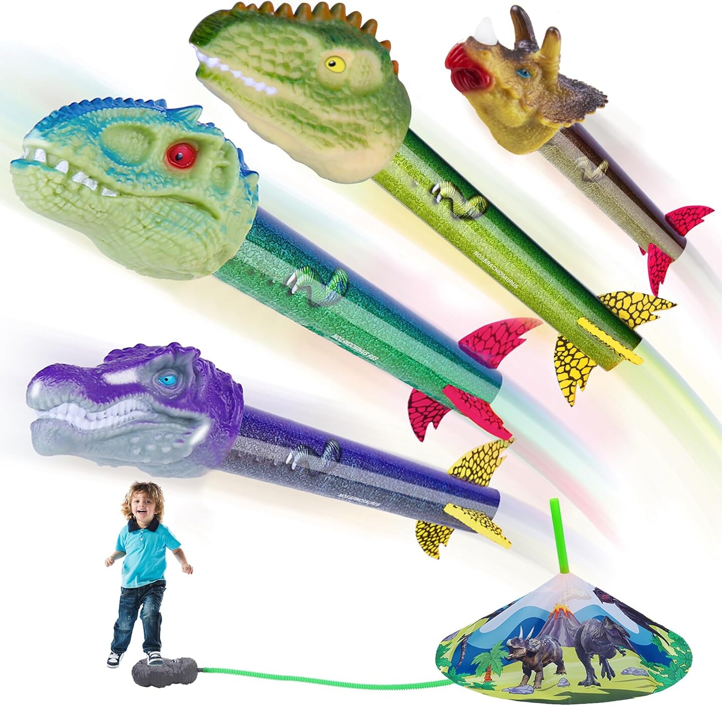 Dinosaur Toy Rocket Launcher for Kids - Launch Up to 100 Ft