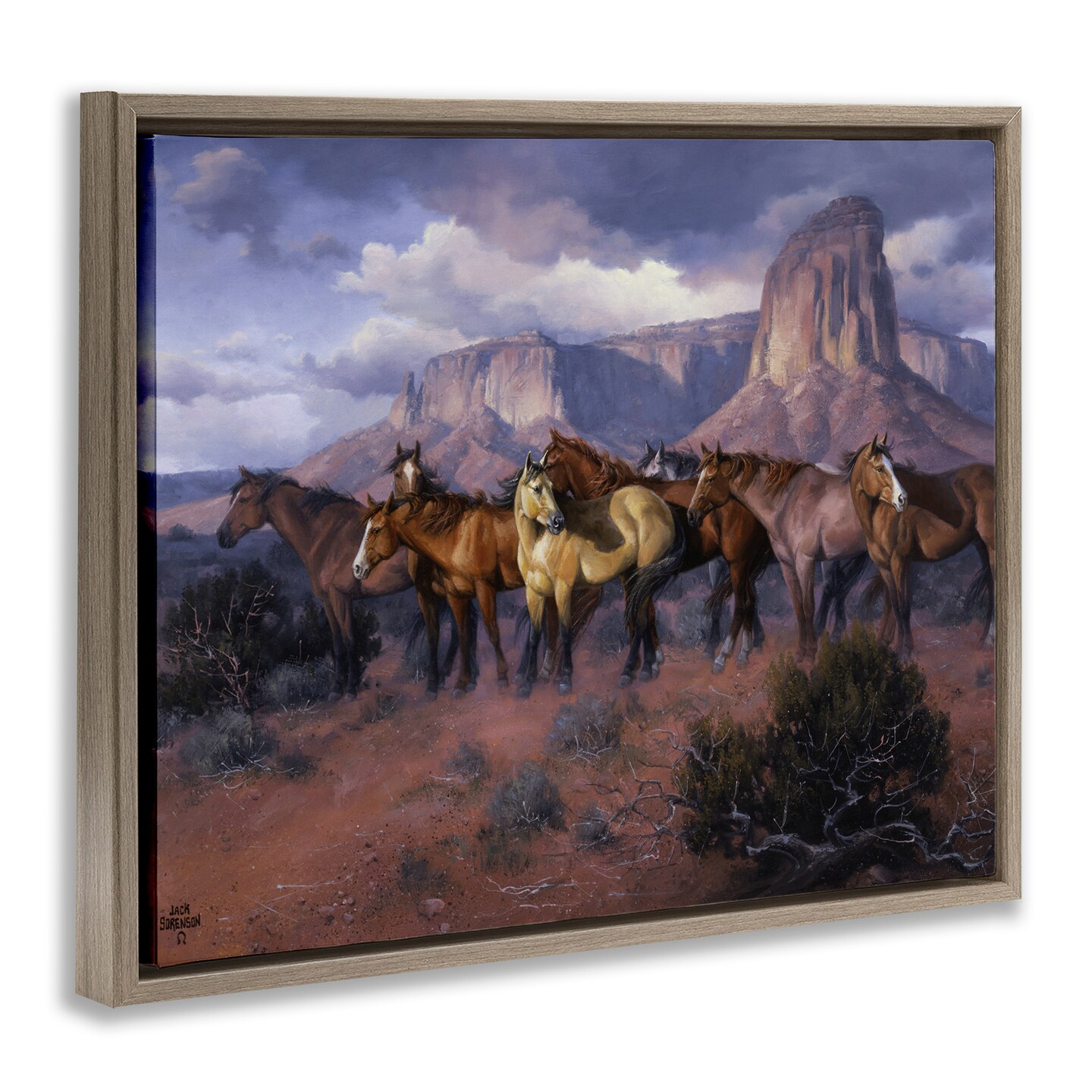 Stupell Industries Horse Herd in Canyon Landscape Floating Frame By Jack Sorenson