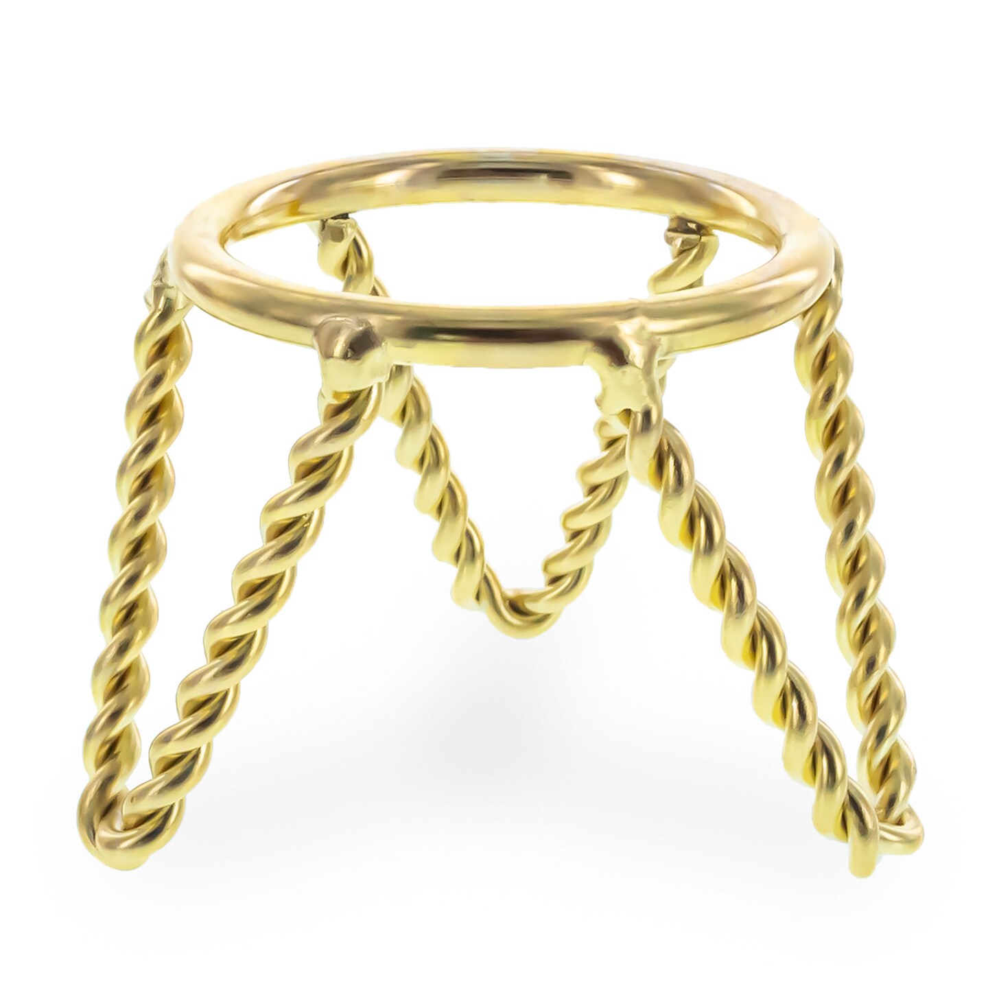 Twisted Wire Gold Metal Egg Sphere Crystals Stand Holder Display Tripod 1.6 Inches (Taiwan)