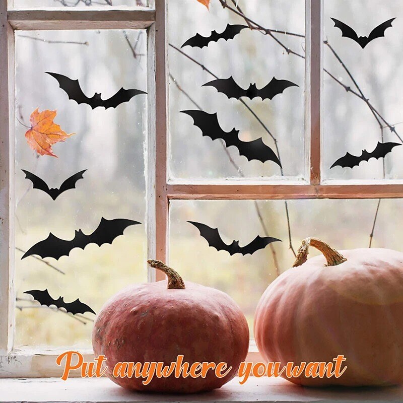 56-Piece 3D Halloween Bat Wall D&#xE9;cor Set