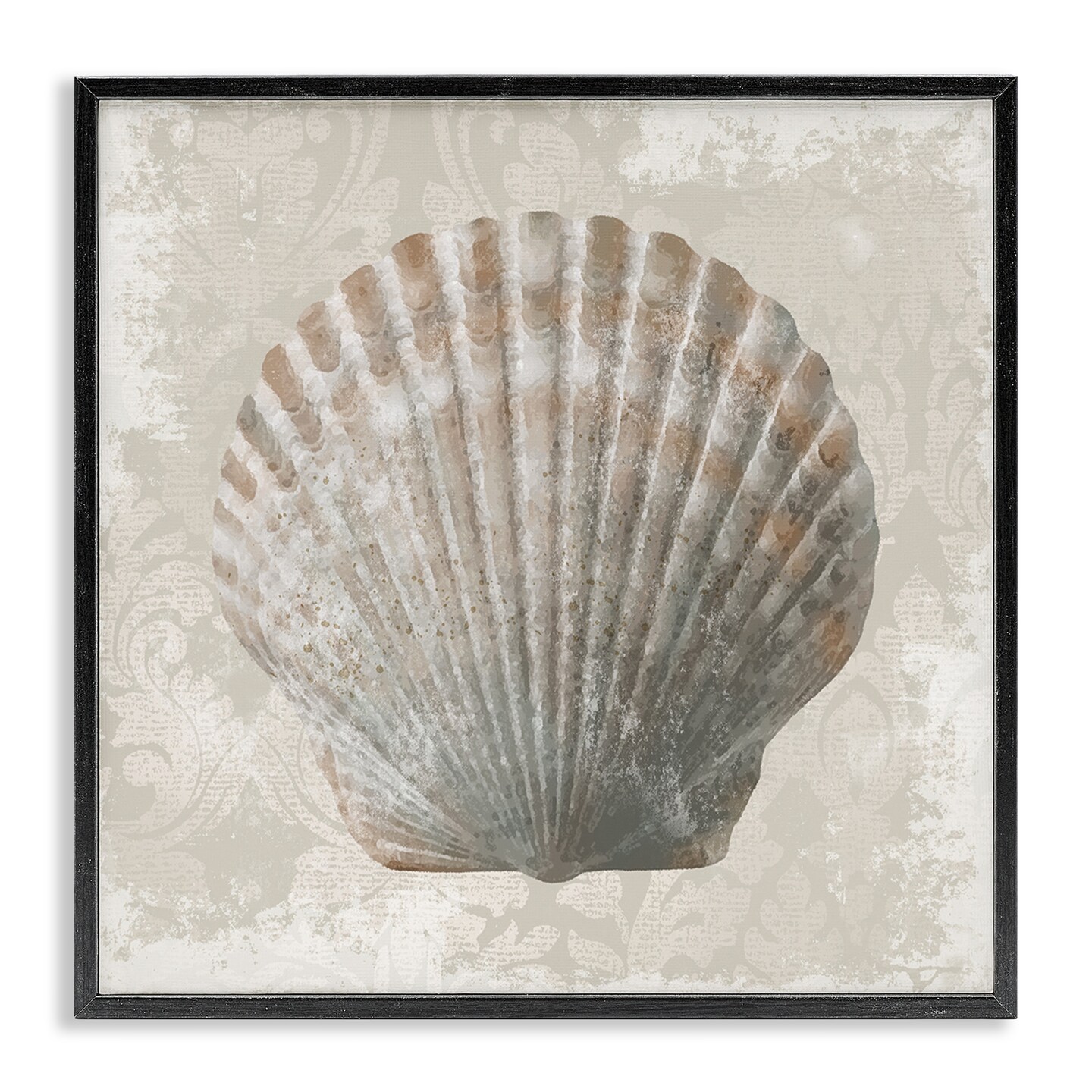 Stupell Industries Clam Shell over Vintage Pattern Framed Giclee By Conrad Knutsen