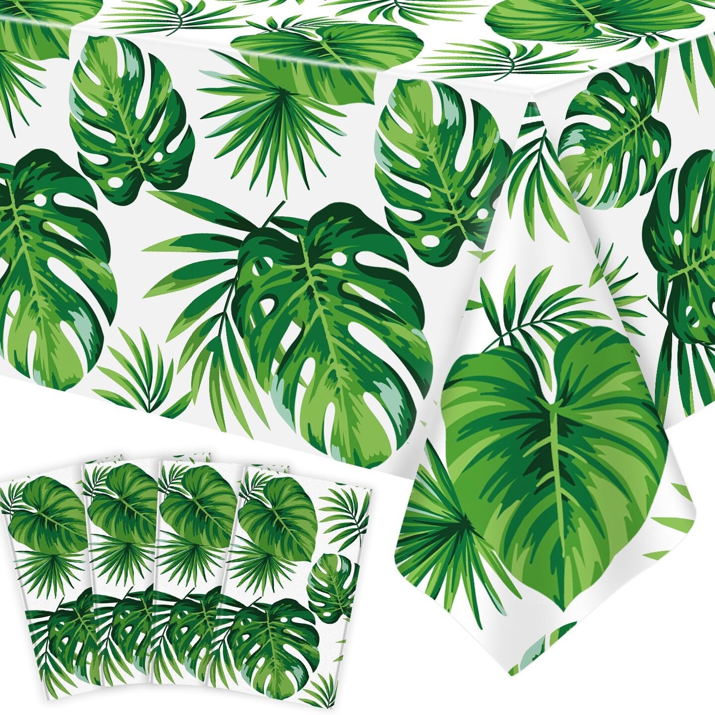 4 Pack Hawaii Palm Leaves Tablecloths Luau Party Disposable Hawaiian Table Cloth