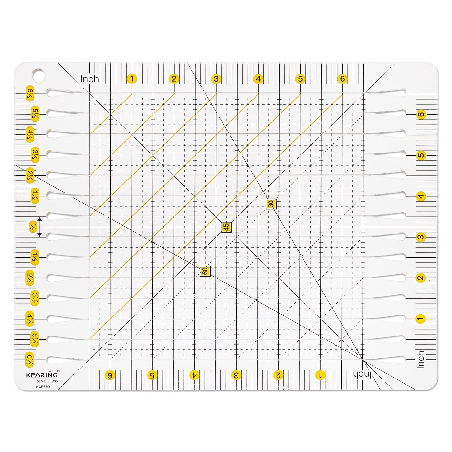 Kearing&#xAE; Large Slotted Quilting Ruler, Non-Slip Stripology Acrylic Ruler for Fabric Cutting