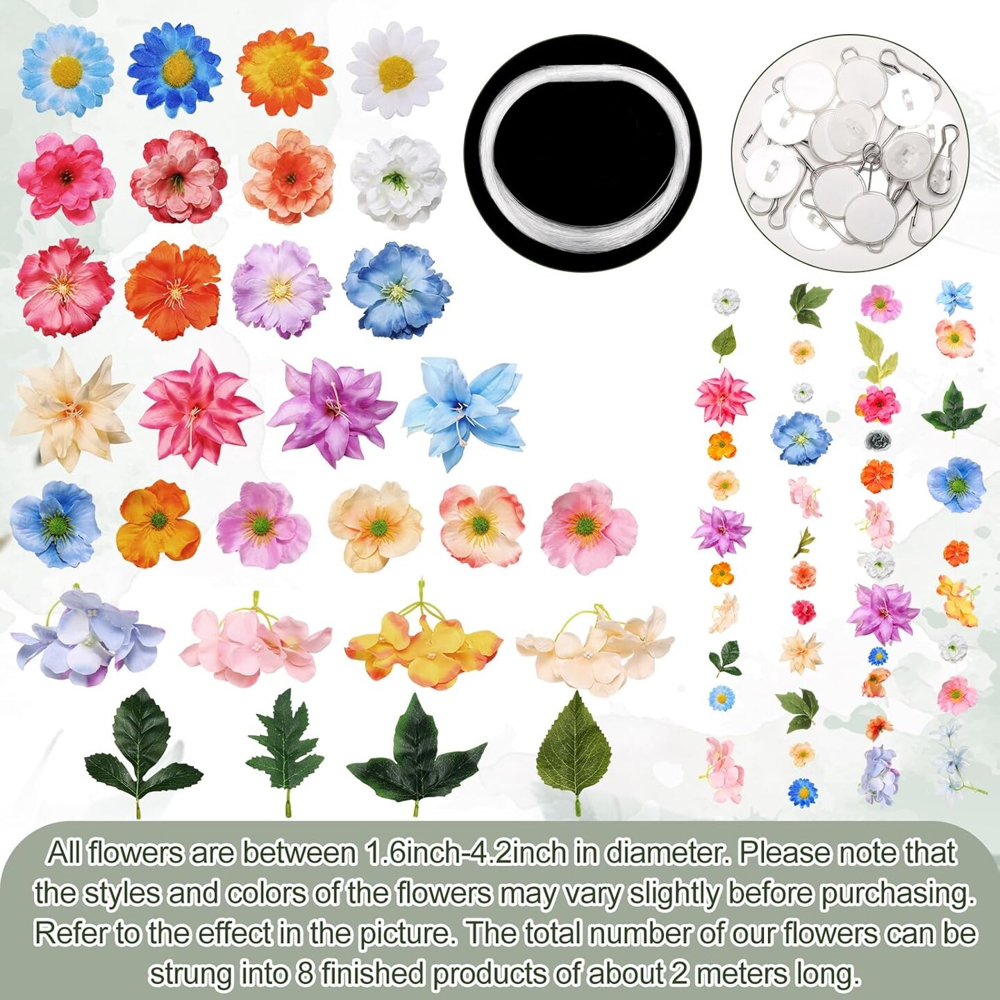 124 Pcs DIY 3D Wildflower Leaf Hanging Spring Decor Woodland Colorful Floral Wild Flower