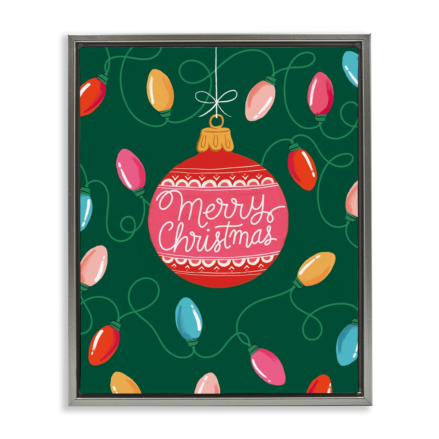 Stupell Industries Merry Christmas Bauble Floating Frame By Nancy ...