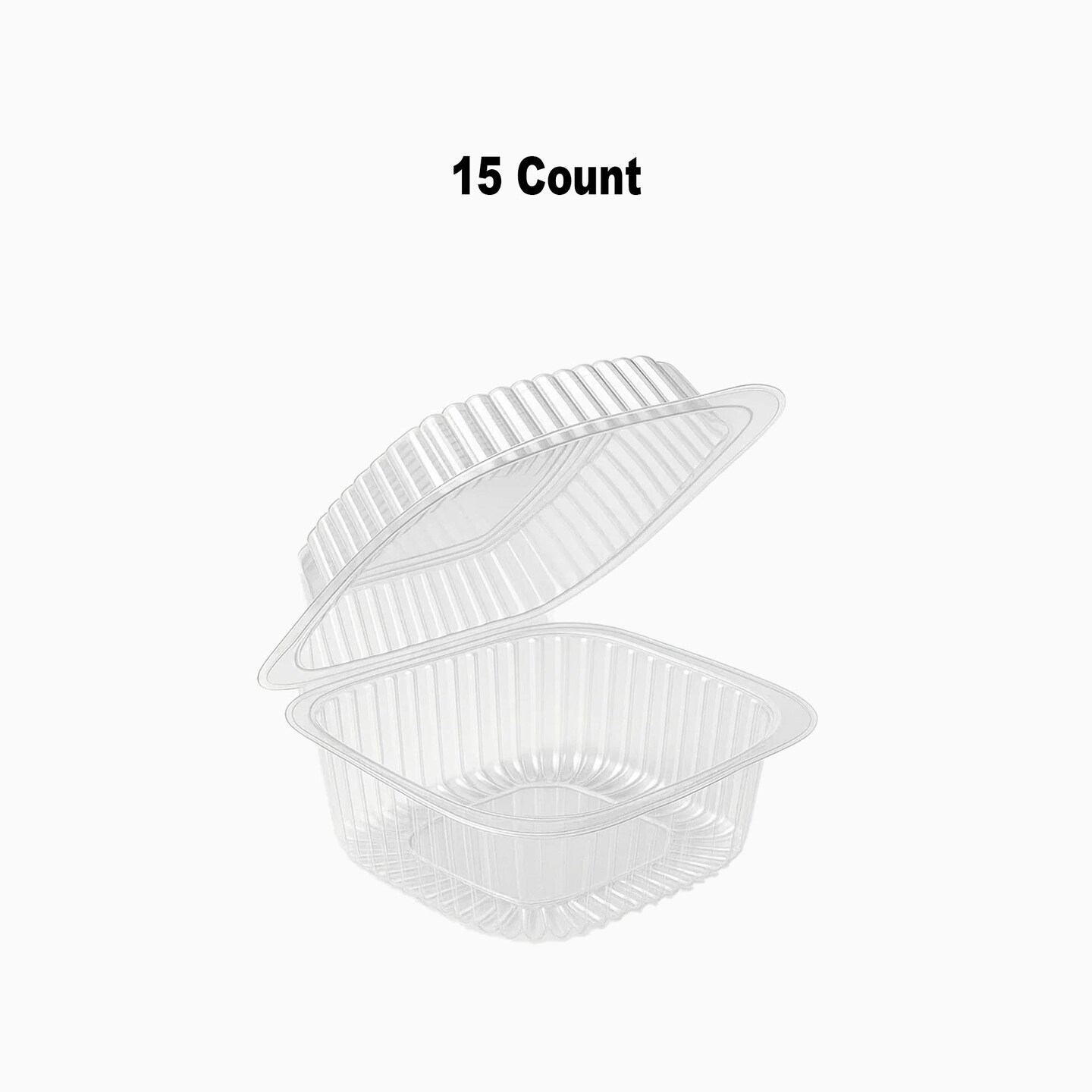 15 Count Clear Heavy Duty Hinged Containers 6 Inch Food Grade