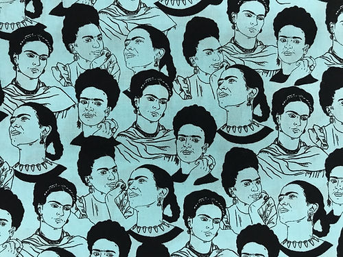 1 Yard Frida Kahlo Faces Blue Cotton Fabric 44&#x2013;45&#x2033; Wide Quilter&#x2019;s Cotton