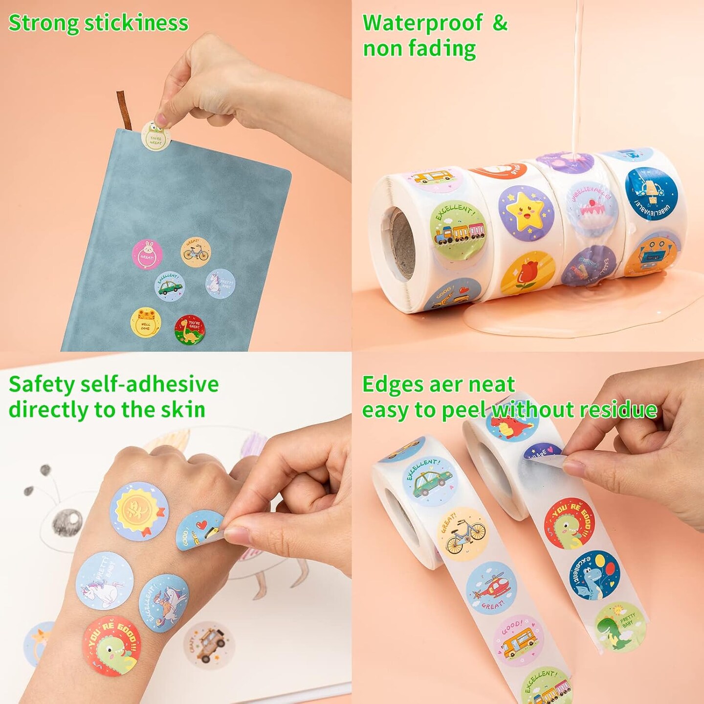 1500 Pcs Teacher Reward Stickers School Supplies Roll Sticker