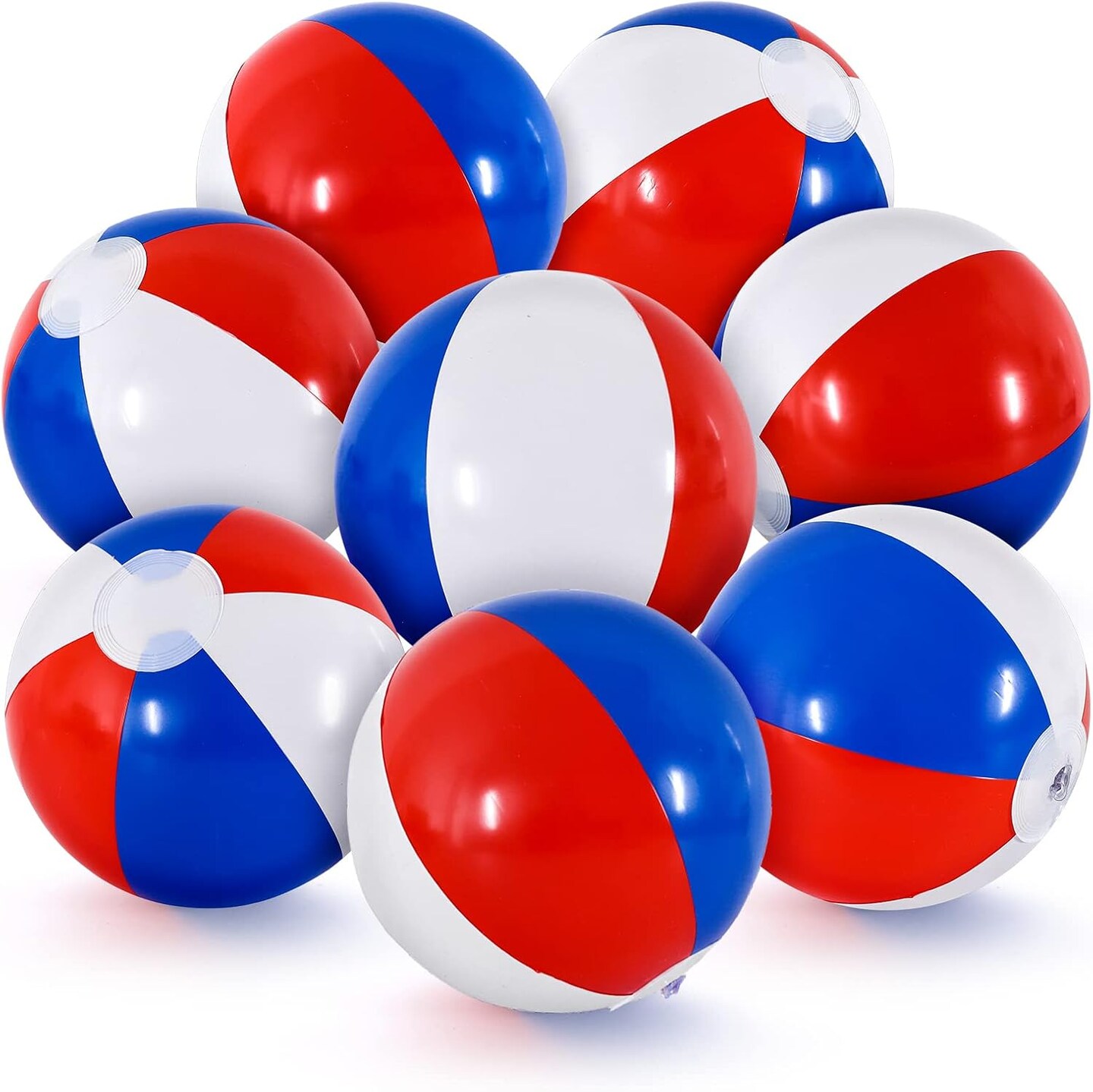 12 Pieces 4th of July Inflatable Beach Balls Red Blue White Patriotic Beach Balls 7.9 Inch