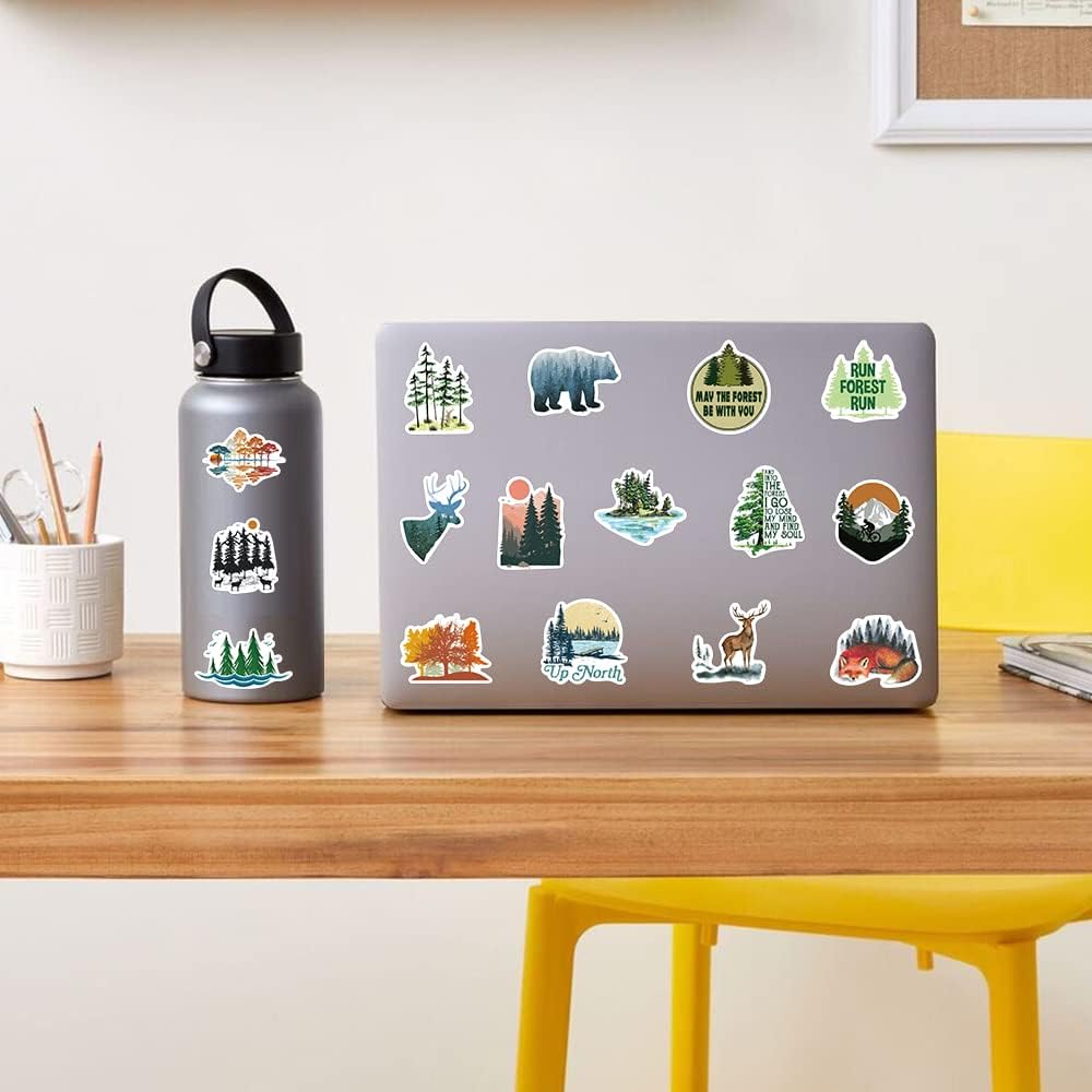 50Pcs Waterproof Vinyl Nature Stickers for Water Bottles