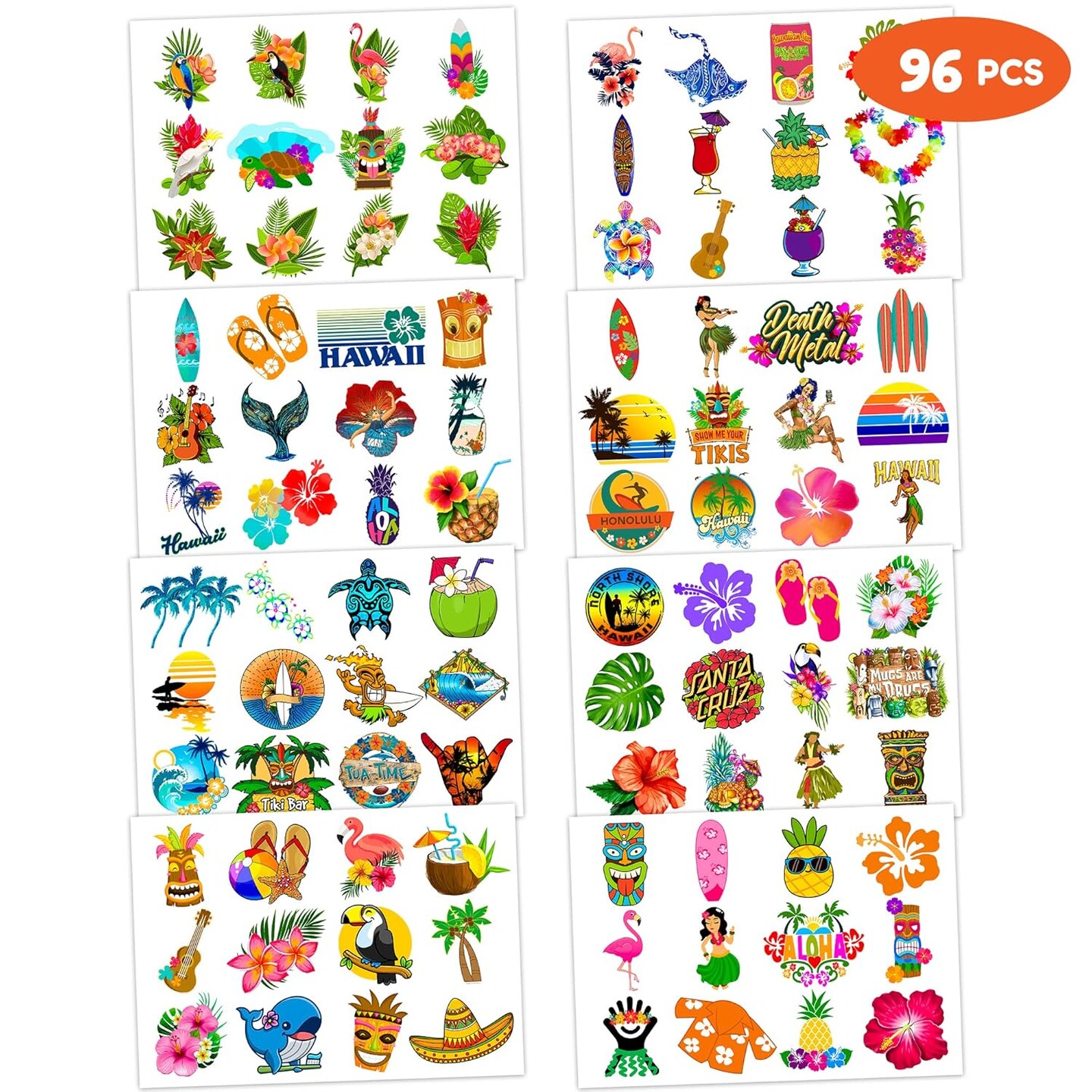 Hawaiian Luau Tattoos Temporary Theme Birthday Party Decorations