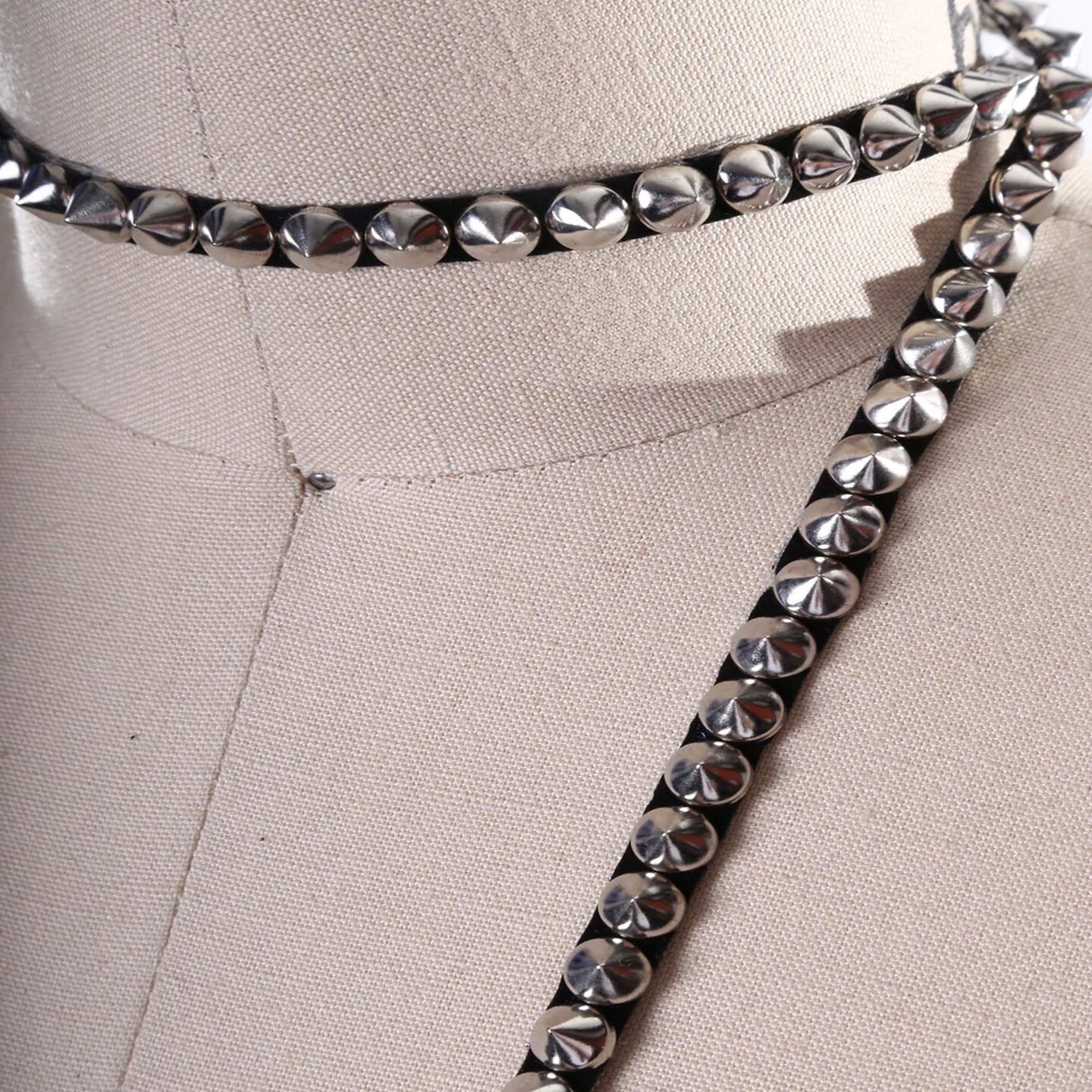 1 Yard Silver Iron On Spike Tape Trim 1/4 Inch on Black Velvet